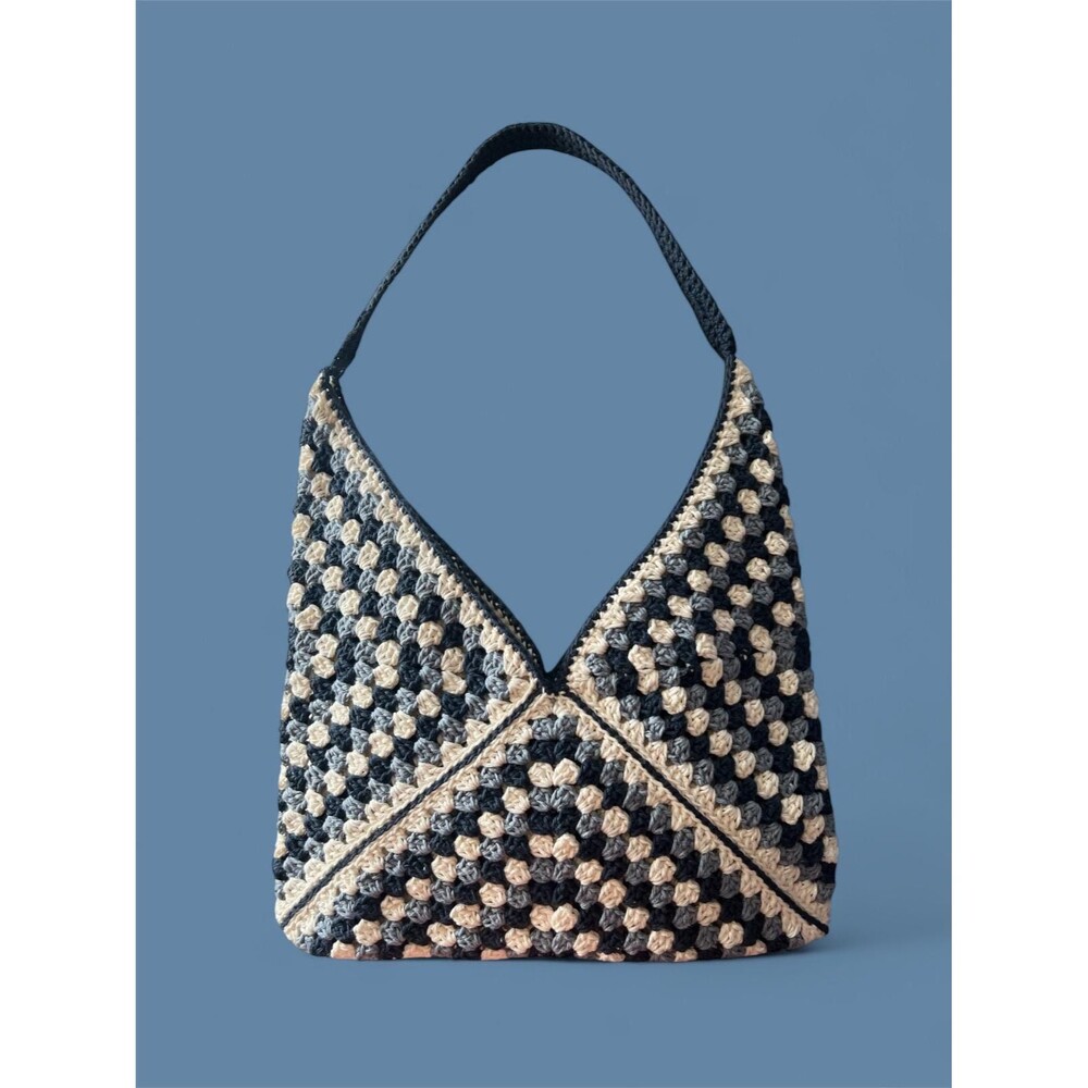 Crochet Denim Granny Square Bag | Handmade Tote